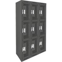 Casiers Clean Line, 3 niveaux, Bloc de 3, 36" x 12" x 72", Acier, Charbon, Rivet (assembl&eacute;), Perfor&eacute; NTL Industrial
