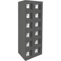 Clean-Line Perforated Lockerette, 6 -tier, Bank of 2, 12" x 72" x 12", Steel NTL Industrial