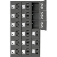Clean-Line Perforated Lockerette, 6 -tier, Bank of 3, 12" x 72" x 12", Steel NTL Industrial