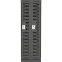 Clean Line Lockers, Bank of 2, 24" x 15" x 76", Steel, Charcoal, Rivet (Assembled), Perforated NTL Industrial