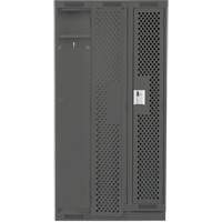 Clean Line Lockers, Bank of 3, 36" x 15" x 76", Steel, Charcoal, Rivet (Assembled), Perforated NTL Industrial