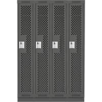 Clean Line Lockers, Bank of 4, 48" x 15" x 76", Steel, Charcoal, Rivet (Assembled), Perforated NTL Industrial