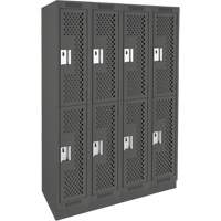 Casiers Clean Line, 2 niveaux, Bloc de 4, 48" x 12" x 76", Acier, Charbon, Rivet (assembl&eacute;), Perfor&eacute; NTL Industrial