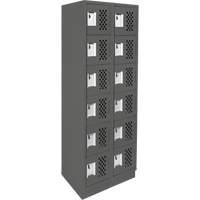 Assembled Lockerettes Clean Line Perforated Economy Lockers, 6 -tier, Bank of 2, 18" x 72" x 12", Steel NTL Industrial