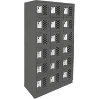 Assembled Lockerettes Clean Line Perforated Economy Lockers, 6 -tier, Bank of 3, 18" x 72" x 12", Steel NTL Industrial