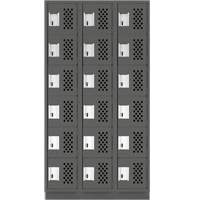 Assembled Lockerettes Clean Line Perforated Economy Lockers, 6 -tier, Bank of 3, 18" x 72" x 12", Steel NTL Industrial