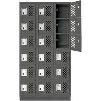 Assembled Lockerettes Clean Line Perforated Economy Lockers, 6 -tier, Bank of 3, 18" x 72" x 12", Steel NTL Industrial