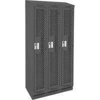 Clean Line Lockers, Bank of 3, 36" x 15" x 82", Steel, Charcoal, Rivet (Assembled), Perforated NTL Industrial