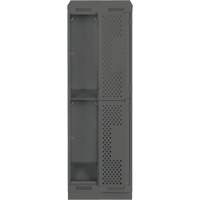 Clean Line Lockers, 2 -tier, Bank of 2, 24" x 15" x 82", Steel, Charcoal, Rivet (Assembled), Perforated NTL Industrial
