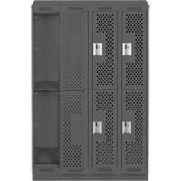 Clean Line Lockers, 2 -tier, Bank of 4, 48" x 18" x 82", Steel, Charcoal, Rivet (Assembled), Perforated NTL Industrial