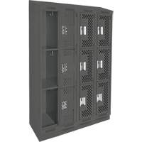 Casiers Clean Line, 3 niveaux, Bloc de 4, 48" x 15" x 82", Acier, Charbon, Rivet (assembl&eacute;), Perfor&eacute; NTL Industrial
