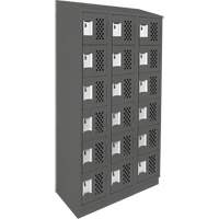 Clean-Line Perforated Lockerette, 6 -tier, Bank of 3, 12" x 72" x 12", Steel NTL Industrial
