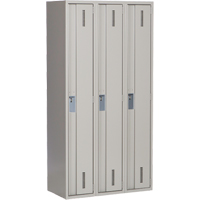 Concorde Heavy-Duty Lockers, Bank of 3, 36" x 18" x 72", Steel, Grey, Welded (Assembled) NTL Industrial