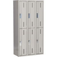Concorde Heavy-Duty Lockers, 2 -tier, Bank of 3, 36" x 18" x 72", Steel, Grey, Welded (Assembled) NTL Industrial