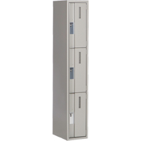 Concorde Heavy-Duty Lockers, 3 -tier, 12" x 18" x 72", Steel, Grey, Welded (Assembled) NTL Industrial