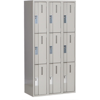 Concorde Heavy-Duty Lockers, 3 -tier, Bank of 3, 36" x 18" x 72", Steel, Grey, Welded (Assembled) NTL Industrial