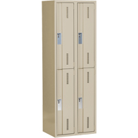 Concorde Heavy-Duty Lockers, 2 -tier, Bank of 2, 24" x 18" x 72", Steel, Beige, Welded (Assembled) NTL Industrial