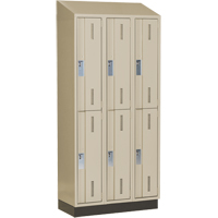 Concorde Heavy-Duty Lockers, 2 -tier, Bank of 3, 36" x 18" x 82", Steel, Beige, Welded (Assembled) NTL Industrial