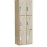 Concorde Heavy-Duty Lockers, 3 -tier, Bank of 2, 24" x 18" x 72", Steel, Beige, Welded (Assembled) NTL Industrial