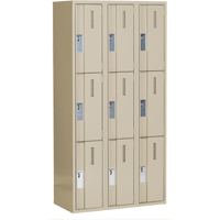 Concorde Heavy-Duty Lockers, 3 -tier, Bank of 3, 36" x 18" x 72", Steel, Beige, Welded (Assembled) NTL Industrial