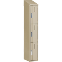 Concorde Heavy-Duty Lockers, 3 -tier, 12" x 18" x 78", Steel, Beige, Welded (Assembled) NTL Industrial