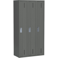 Concorde Heavy-Duty Lockers, Bank of 3, 36" x 18" x 72", Steel, Charcoal, Welded (Assembled) NTL Industrial