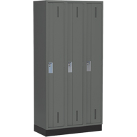 Concorde Heavy-Duty Lockers, Bank of 3, 36" x 18" x 76", Steel, Charcoal, Welded (Assembled) NTL Industrial