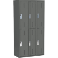 Concorde Heavy-Duty Lockers, 2 -tier, Bank of 3, 36" x 18" x 72", Steel, Charcoal, Welded (Assembled) NTL Industrial