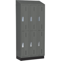 Concorde Heavy-Duty Lockers, 2 -tier, Bank of 3, 36" x 18" x 82", Steel, Charcoal, Welded (Assembled) NTL Industrial