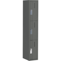 Concorde Heavy-Duty Lockers, 3 -tier, 12" x 18" x 72", Steel, Charcoal, Welded (Assembled) NTL Industrial