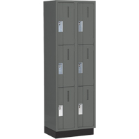 Concorde Heavy-Duty Lockers, 3 -tier, Bank of 2, 24" x 18" x 76", Steel, Charcoal, Welded (Assembled) NTL Industrial