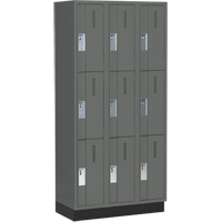 Concorde Heavy-Duty Lockers, 3 -tier, Bank of 3, 36" x 18" x 76", Steel, Charcoal, Welded (Assembled) NTL Industrial