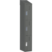 Concorde Heavy-Duty Lockers, 3 -tier, 12" x 18" x 78", Steel, Charcoal, Welded (Assembled) NTL Industrial