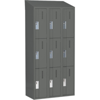 Concorde Heavy-Duty Lockers, 3 -tier, Bank of 3, 36" x 18" x 78", Steel, Charcoal, Welded (Assembled) NTL Industrial
