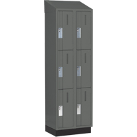 Concorde Heavy-Duty Lockers, 3 -tier, Bank of 2, 24" x 18" x 82", Steel, Charcoal, Welded (Assembled) NTL Industrial