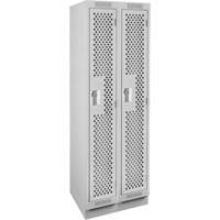 Clean Line Lockers, Bank of 2, 24" x 15" x 76", Steel, Grey, Rivet (Assembled), Perforated NTL Industrial