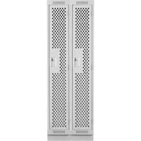 Clean Line Lockers, Bank of 2, 24" x 15" x 76", Steel, Grey, Rivet (Assembled), Perforated NTL Industrial