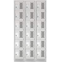 Assembled Lockerettes Clean Line Perforated Economy Lockers, 6 -tier, Bank of 3, 18" x 72" x 12", Steel NTL Industrial