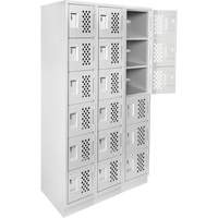 Assembled Lockerettes Clean Line Perforated Economy Lockers, 6 -tier, Bank of 3, 18" x 72" x 12", Steel NTL Industrial