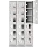 Assembled Lockerettes Clean Line Perforated Economy Lockers, 6 -tier, Bank of 3, 18" x 72" x 12", Steel NTL Industrial