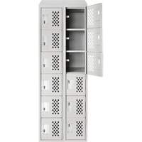 Clean-Line Perforated Lockerette, 6 -tier, Bank of 2, 15" x 72" x 12", Steel NTL Industrial