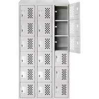 Clean-Line Perforated Lockerette, 6 -tier, Bank of 3, 15" x 72" x 12", Steel NTL Industrial