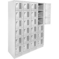 Assembled Clean Line Perforated Economy Lockers, 6 -tier, Bank of 4, 18" x 72" x 12", Steel NTL Industrial