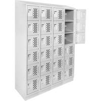 Assembled Clean Line Perforated Economy Lockers, 6 -tier, Bank of 4, 18" x 72" x 12", Steel NTL Industrial