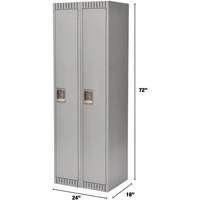 Lockers, Bank of 2, 24" x 18" x 72", Steel, Grey, Knocked Down NTL Industrial