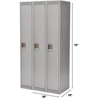 Lockers, Bank of 3, 36" x 18" x 72", Steel, Grey, Knocked Down NTL Industrial