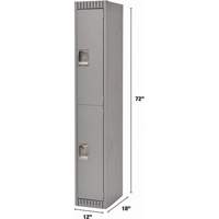 Lockers, 2 -tier, 12" x 18" x 72", Steel, Grey, Knocked Down NTL Industrial