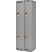 Lockers, 2 -tier, Bank of 2, 24" x 18" x 72", Steel, Grey, Knocked Down NTL Industrial