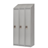 Lockers, Bank of 3, 36" x 18" x 82", Steel, Grey, Knocked Down NTL Industrial