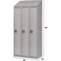 Lockers, Bank of 3, 36" x 18" x 82", Steel, Grey, Knocked Down NTL Industrial